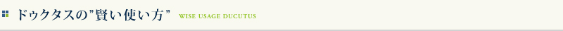 ドゥクタスの”賢い使い方”